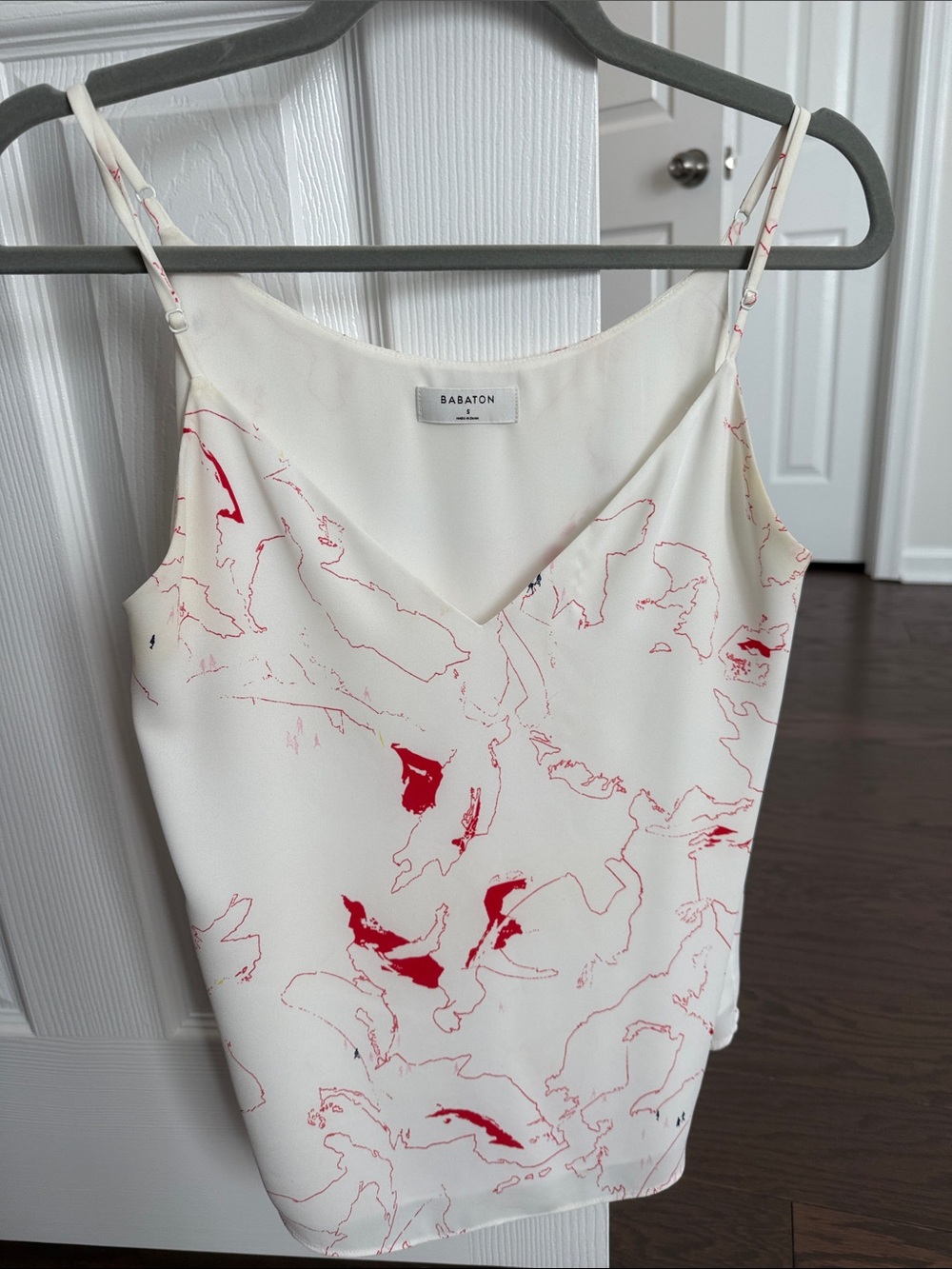 Babaton Cream Cami with Red Abstract Print